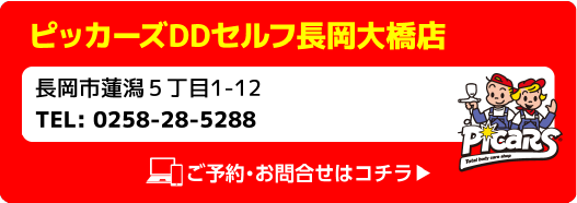 Picars ピッカーズDDセルフ長岡大橋店 長岡市蓮潟5丁目1-12 TEL:0258-28-5288 ご予約・お問合せはコチラ