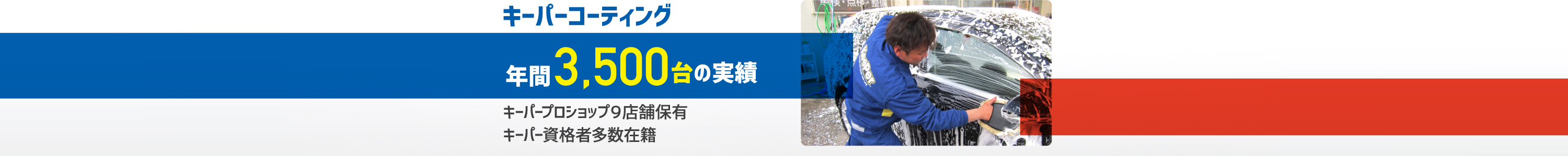 キーパーコーティング年間3,500台の実績キーパープロショップ9店舗保有キーパー資格者多数在籍